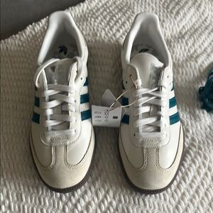 Adidas Sambas OG - White and Teal Sneakers (women’s 7.5)